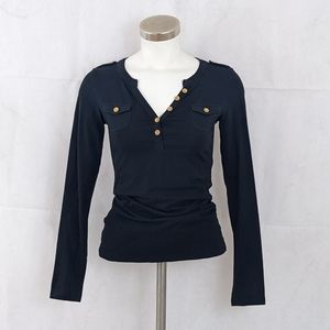 Deep V Henley, Long Sleeve